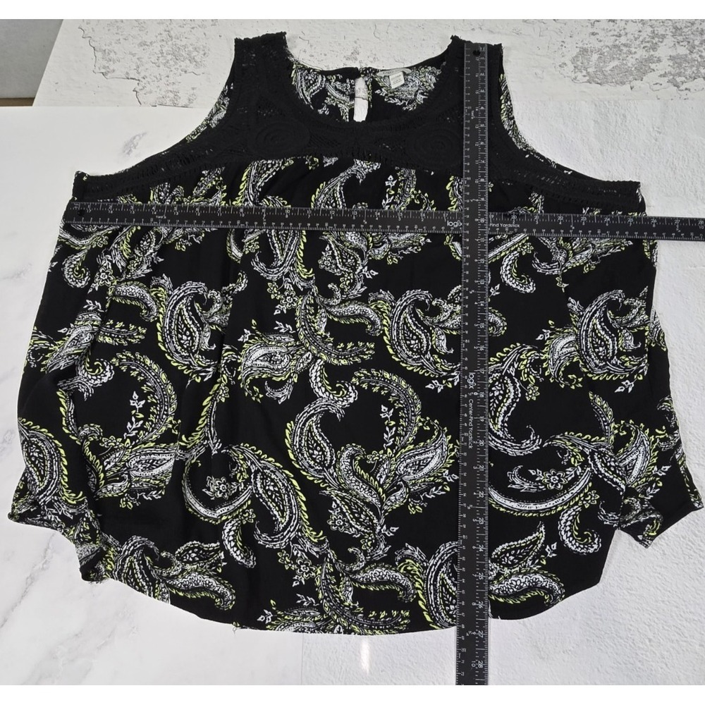 Cato Womens Tank Top Size 22/24W Crocheted Yoke Sleeveless Paisley Peasant Boho - Picture 15 of 15